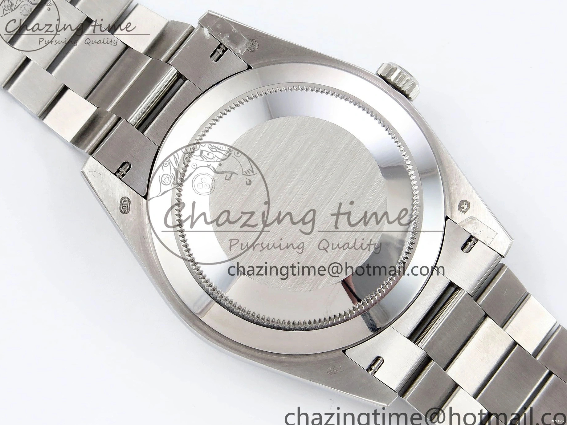 MiroTime 0418 SportInspired DayDate 40 SS JDF 904L Steel Gray Textured Stick Dial on President Bracelet VR3255 V3 (Gain Weight) 1437